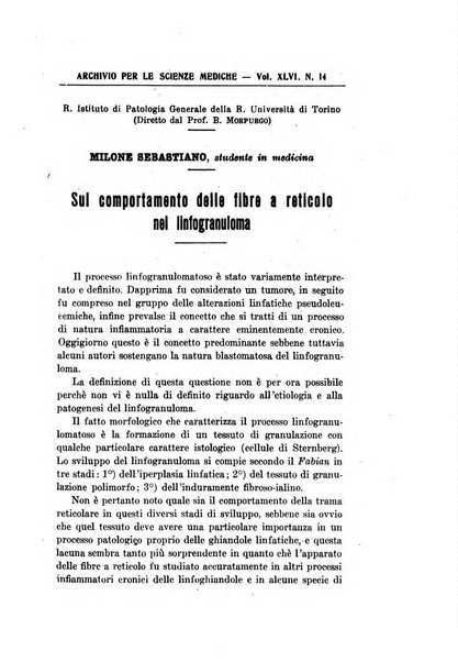 Archivio per le scienze mediche