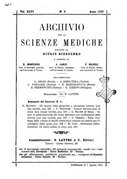 Archivio per le scienze mediche