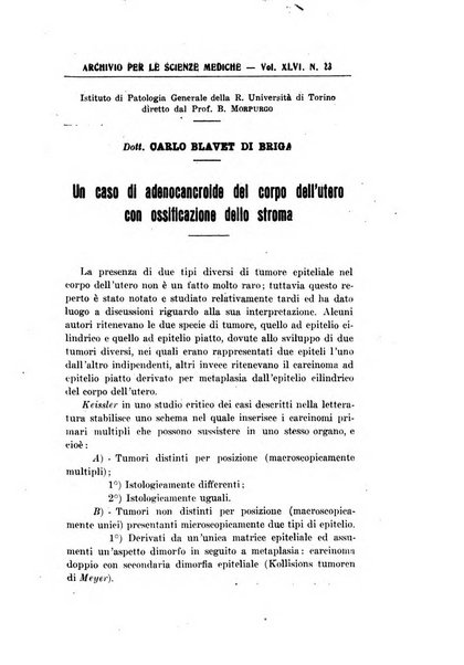 Archivio per le scienze mediche