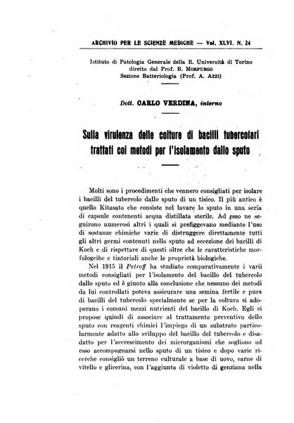 Archivio per le scienze mediche