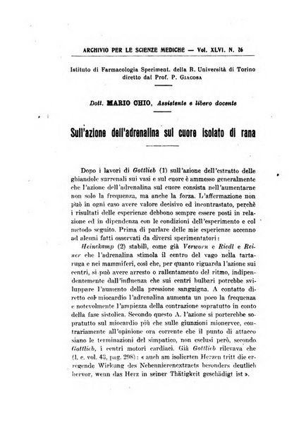 Archivio per le scienze mediche