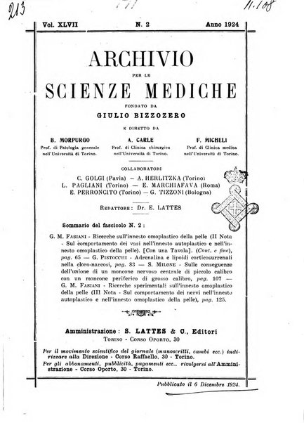 Archivio per le scienze mediche