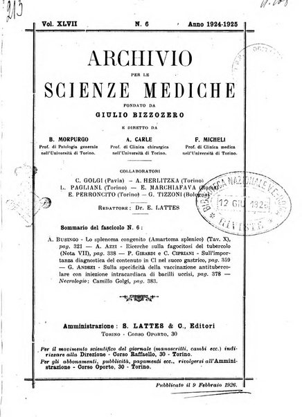 Archivio per le scienze mediche