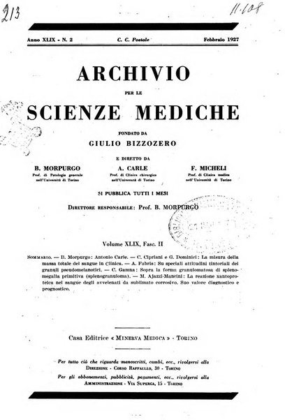 Archivio per le scienze mediche