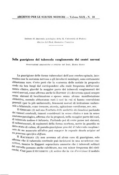 Archivio per le scienze mediche