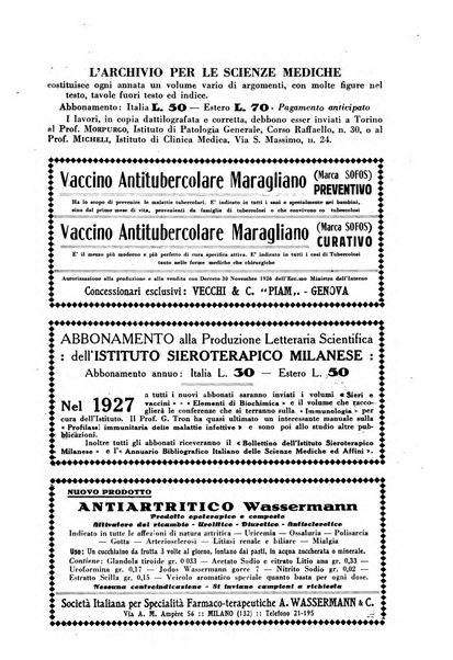 Archivio per le scienze mediche