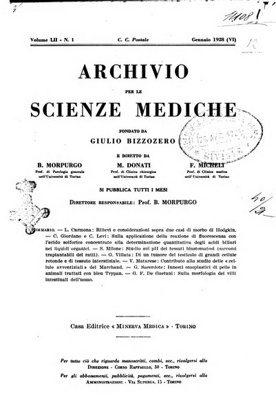 Archivio per le scienze mediche