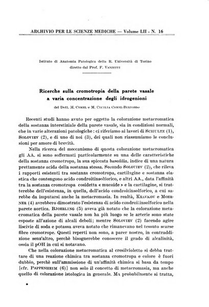 Archivio per le scienze mediche