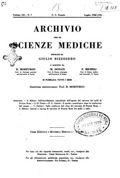 Archivio per le scienze mediche