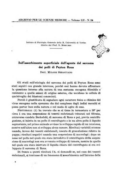 Archivio per le scienze mediche