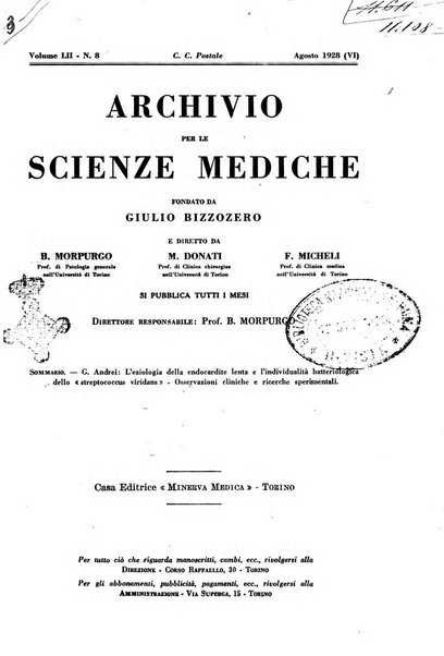 Archivio per le scienze mediche