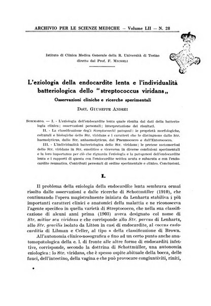 Archivio per le scienze mediche