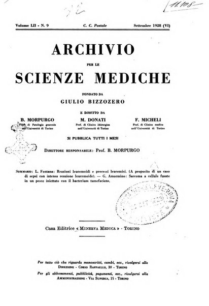 Archivio per le scienze mediche