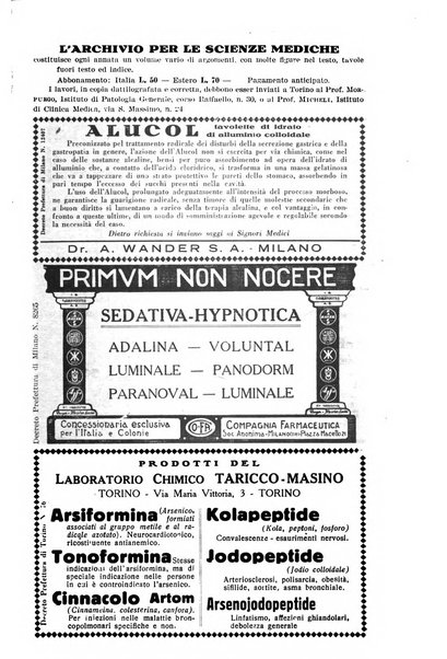 Archivio per le scienze mediche