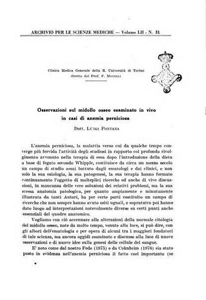 Archivio per le scienze mediche