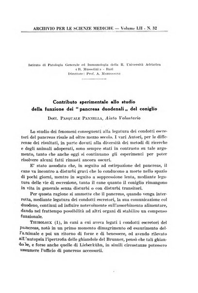 Archivio per le scienze mediche