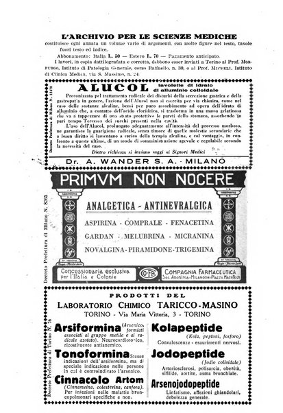 Archivio per le scienze mediche