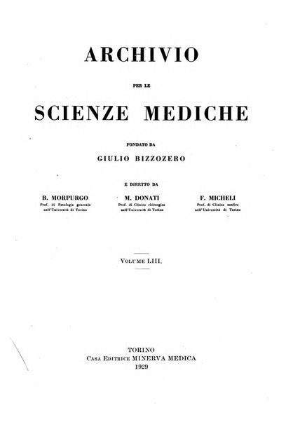 Archivio per le scienze mediche