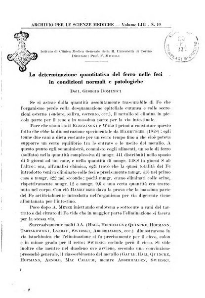 Archivio per le scienze mediche