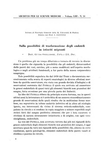 Archivio per le scienze mediche