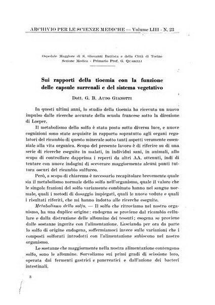 Archivio per le scienze mediche