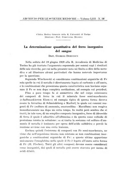 Archivio per le scienze mediche