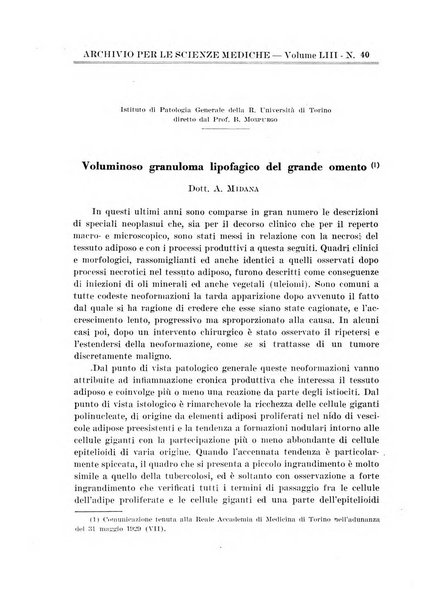 Archivio per le scienze mediche