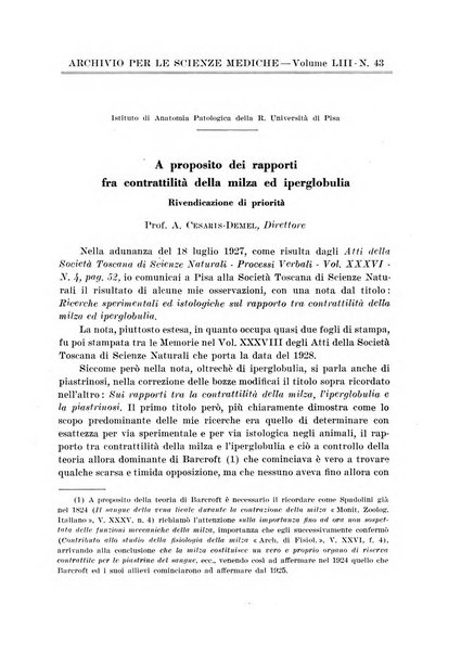 Archivio per le scienze mediche