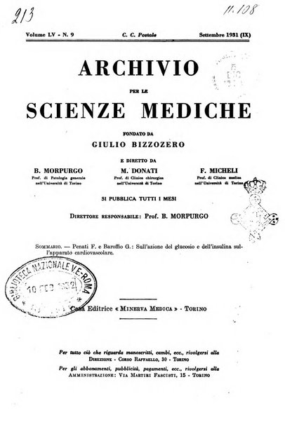 Archivio per le scienze mediche