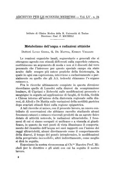 Archivio per le scienze mediche