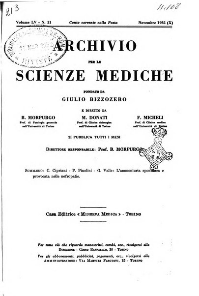 Archivio per le scienze mediche