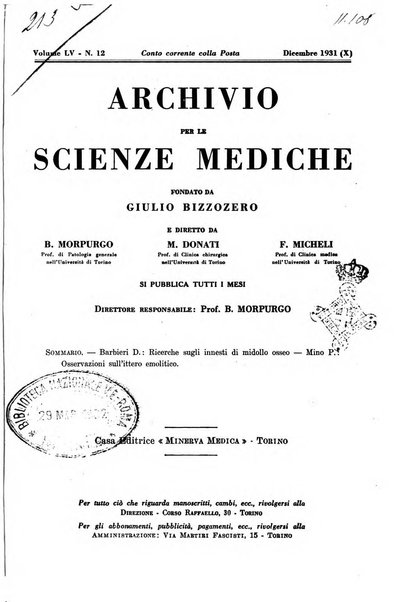 Archivio per le scienze mediche