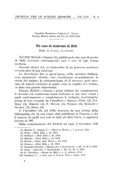 Archivio per le scienze mediche