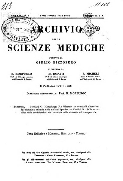 Archivio per le scienze mediche