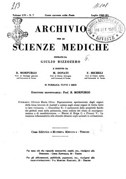 Archivio per le scienze mediche