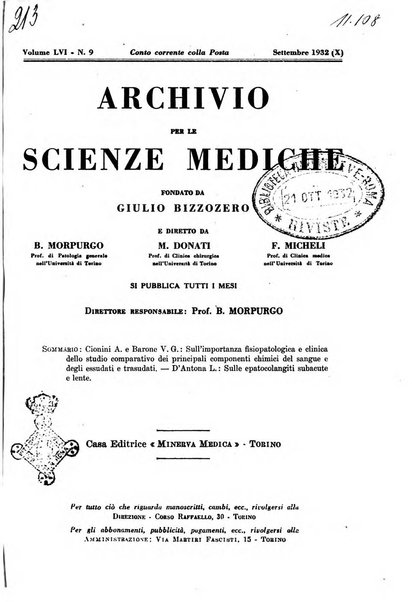 Archivio per le scienze mediche