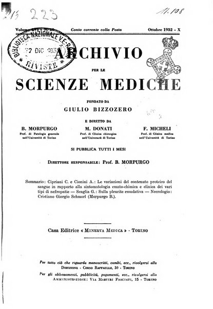 Archivio per le scienze mediche