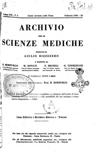 Archivio per le scienze mediche