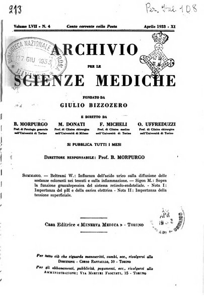 Archivio per le scienze mediche