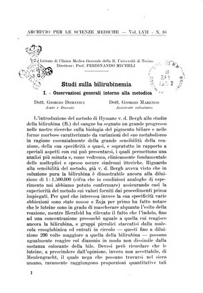 Archivio per le scienze mediche