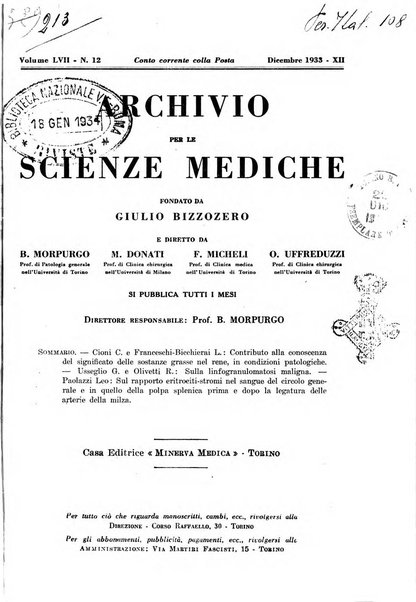 Archivio per le scienze mediche