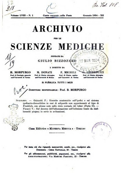 Archivio per le scienze mediche