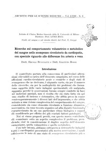 Archivio per le scienze mediche