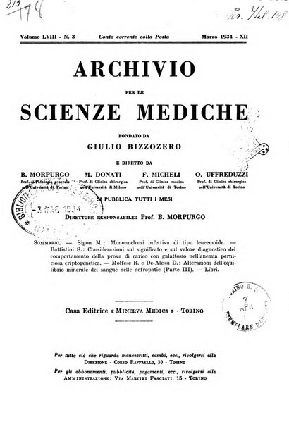 Archivio per le scienze mediche