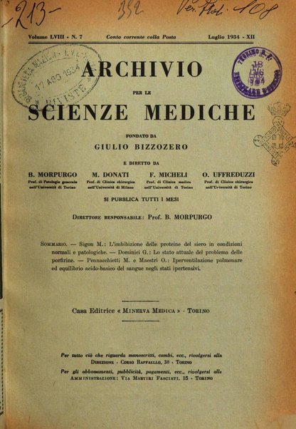 Archivio per le scienze mediche