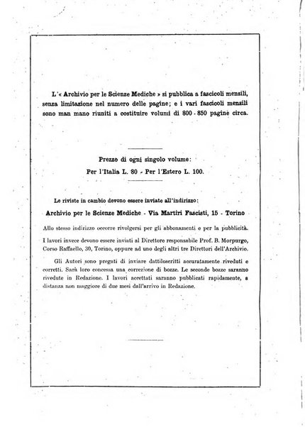 Archivio per le scienze mediche