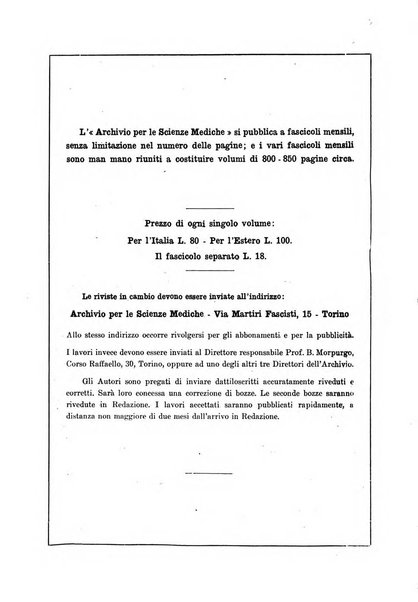 Archivio per le scienze mediche