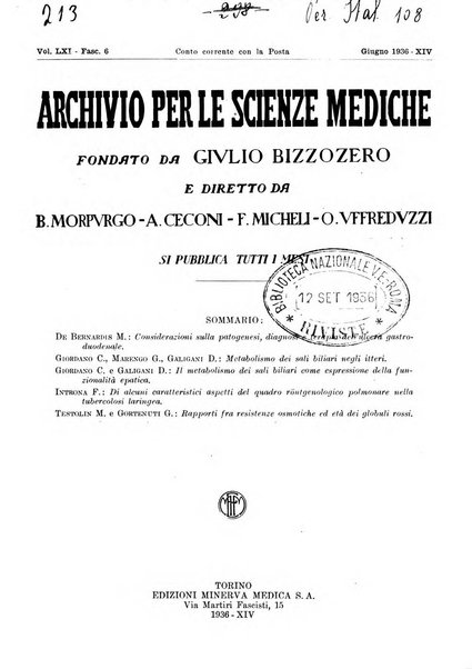 Archivio per le scienze mediche