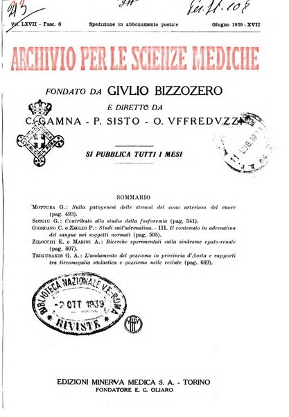 Archivio per le scienze mediche