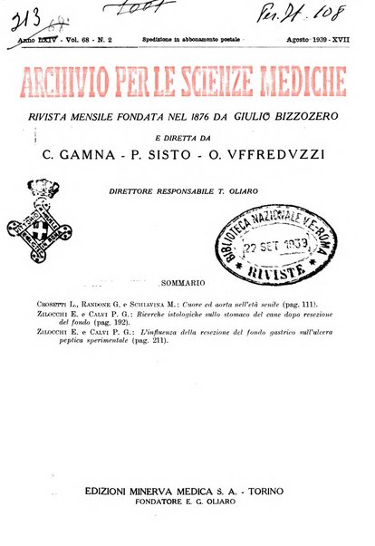 Archivio per le scienze mediche